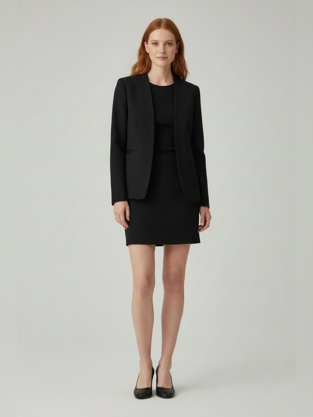 J Crew black collarless blazer evening coat jacket corporate business suit 6